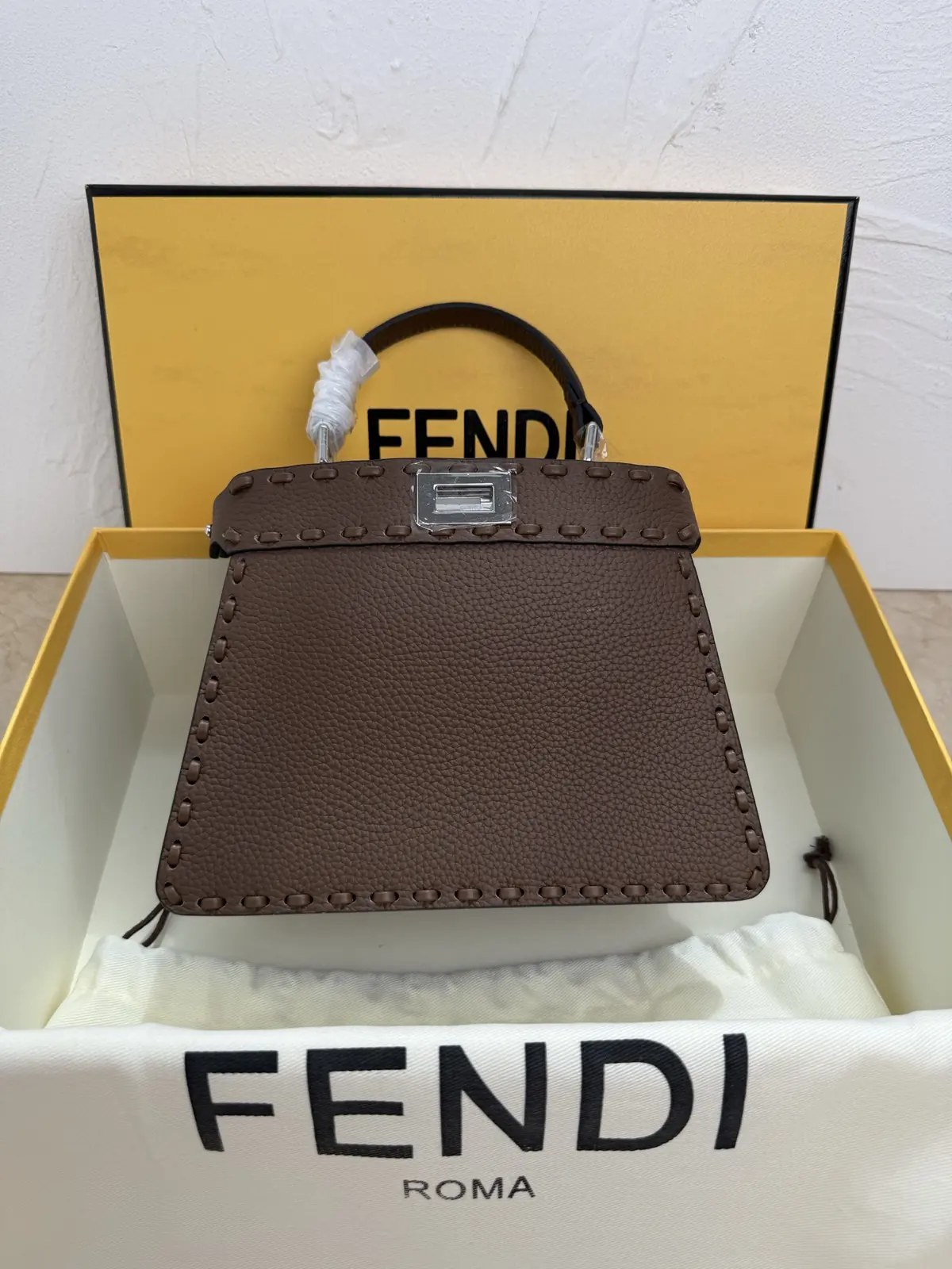 Fendi Style Leather Top Handle Bag Lookbook Reference image 2