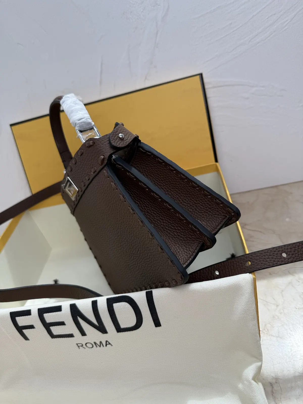 Fendi Style Leather Top Handle Bag Lookbook Reference image 3