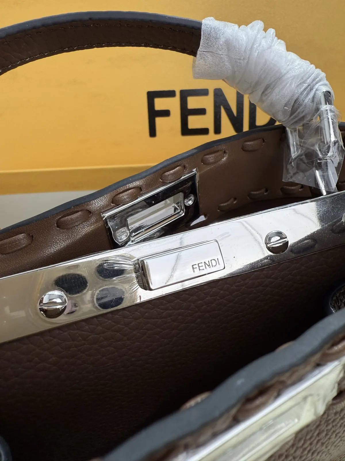 Fendi Style Leather Top Handle Bag Lookbook Reference image 4