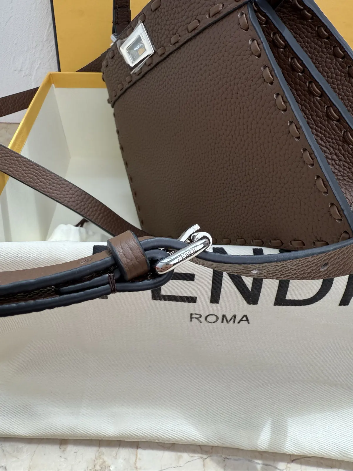 Fendi Style Leather Top Handle Bag Lookbook Reference image 6