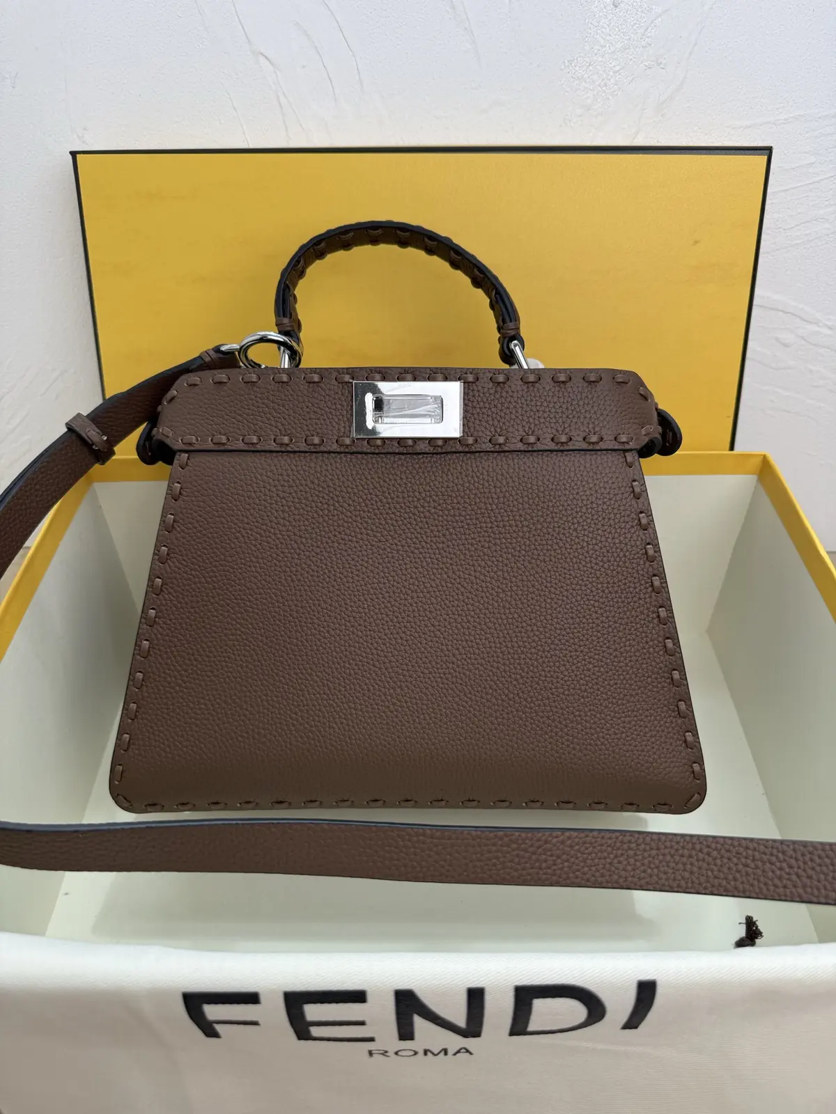 Fendi Style Leather Top Handle Bag Lookbook Reference image 1