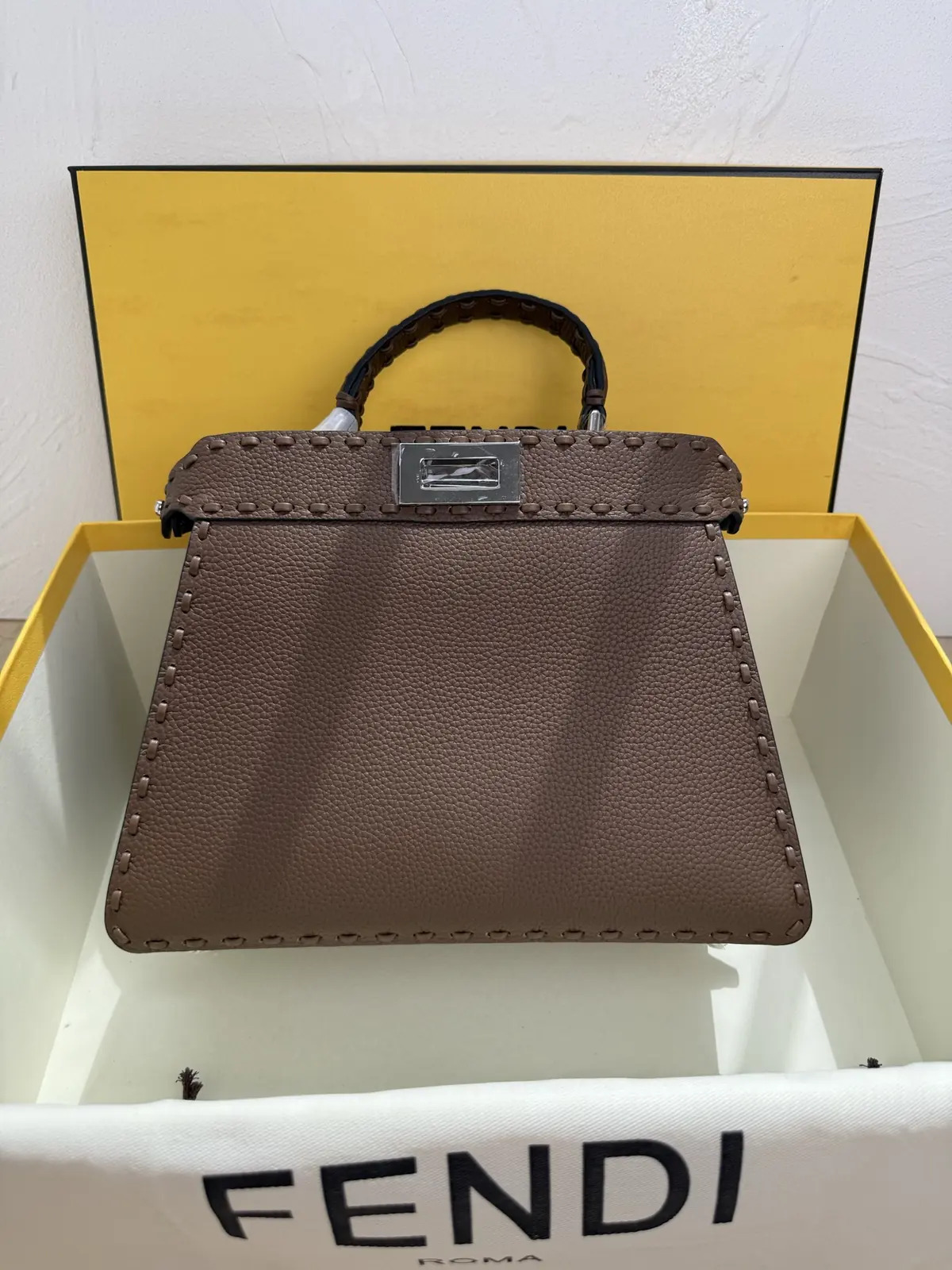 Fendi Style Leather Top Handle Bag Lookbook Reference image 2