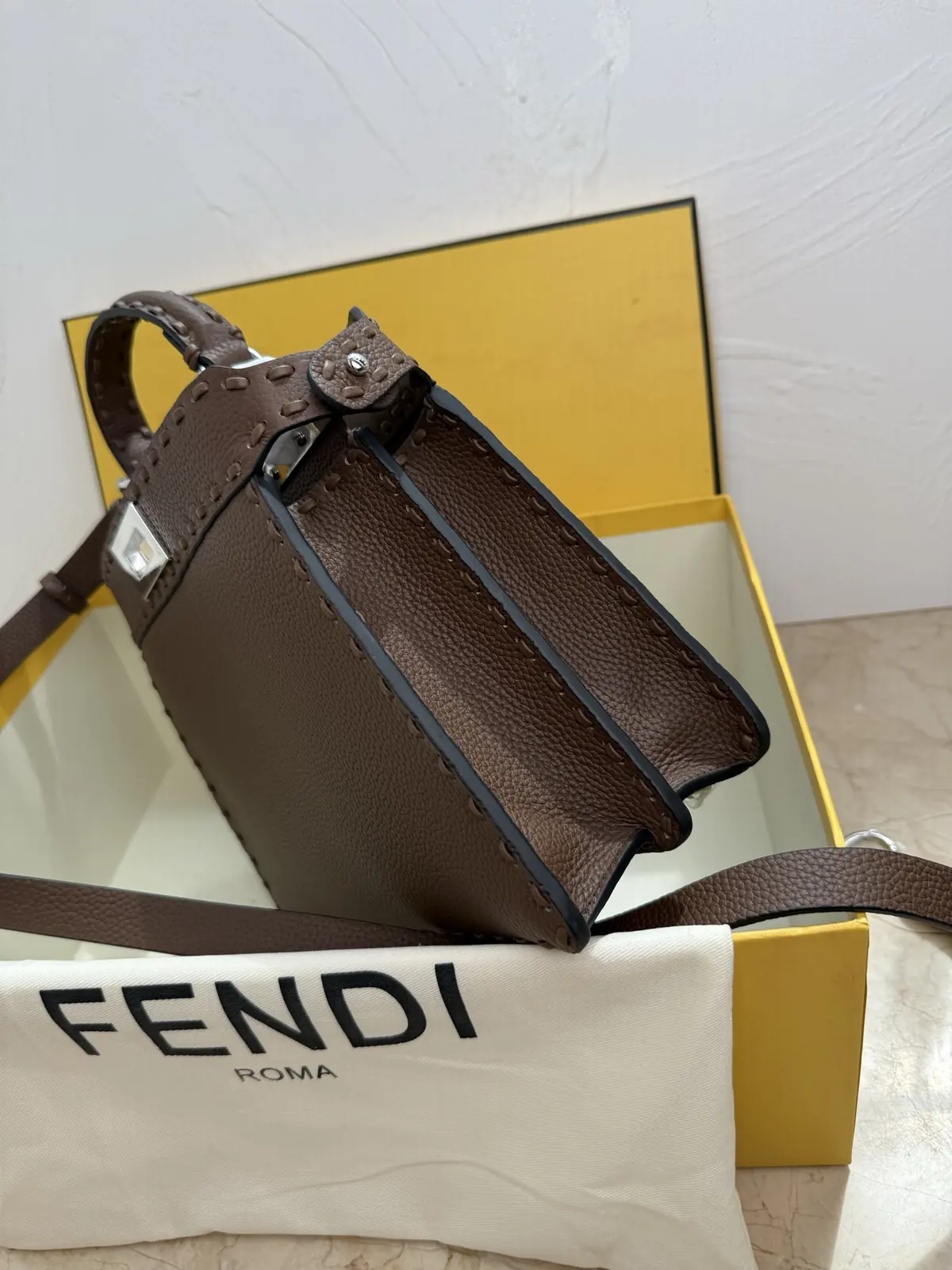 Fendi Style Leather Top Handle Bag Lookbook Reference image 3