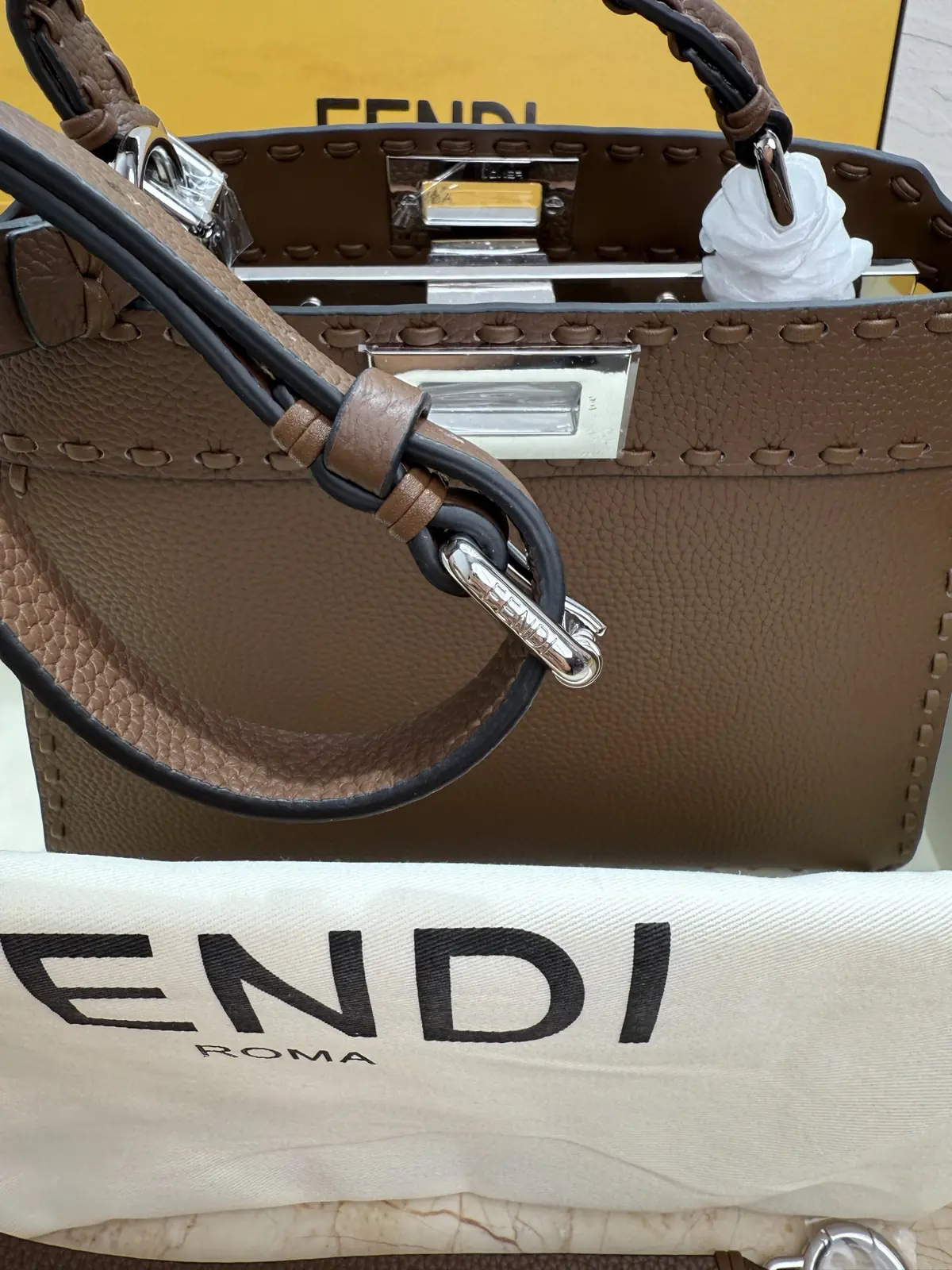 Fendi Style Leather Top Handle Bag Lookbook Reference image 6