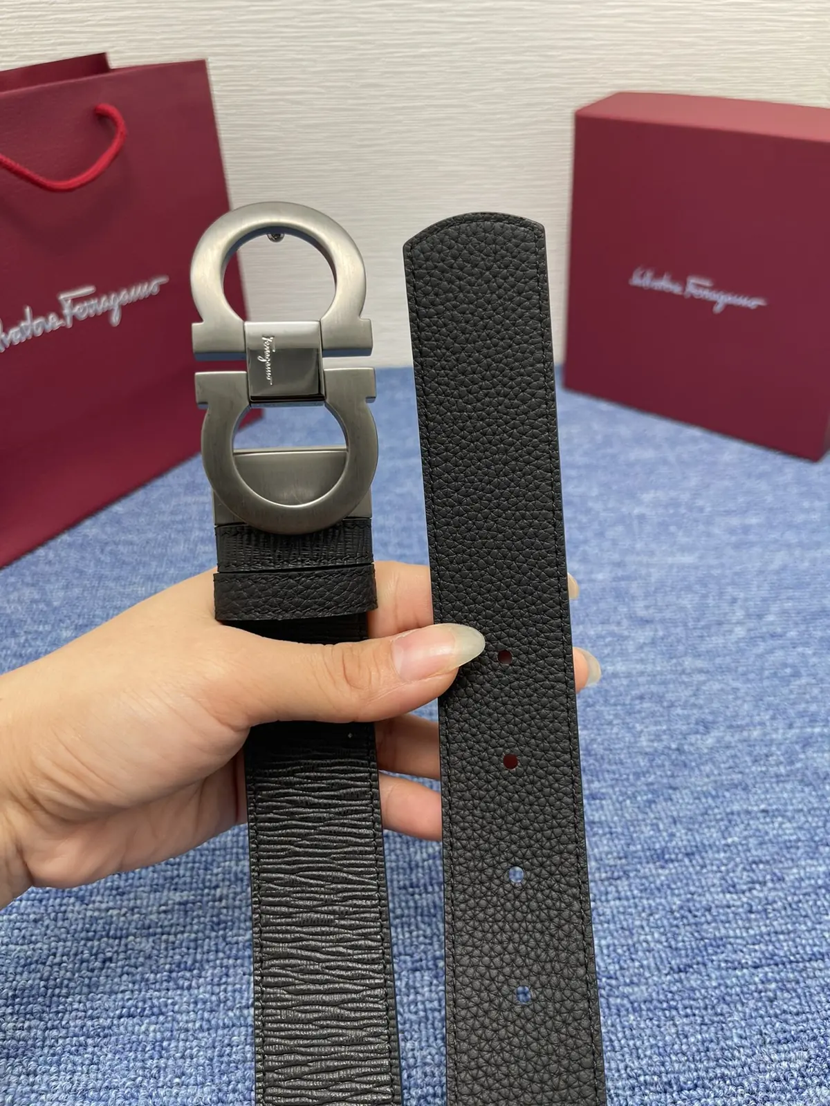 Ferragamo（男） Style Black Leather Men's Belts Lookbook Reference image 3