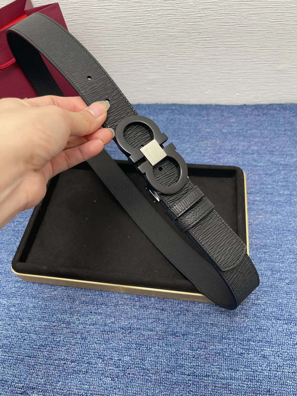 Ferragamo（男） Style Black Leather Men's Belts Lookbook Reference image 1