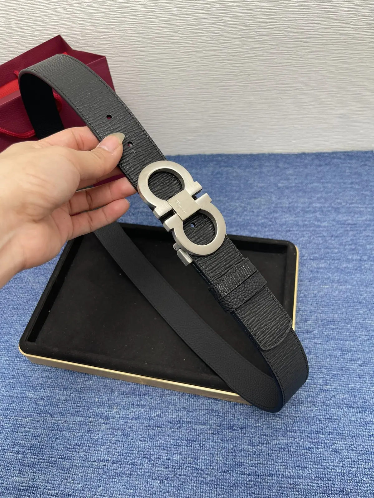 Ferragamo（男） Style Black Leather Men's Belts Lookbook Reference image 1