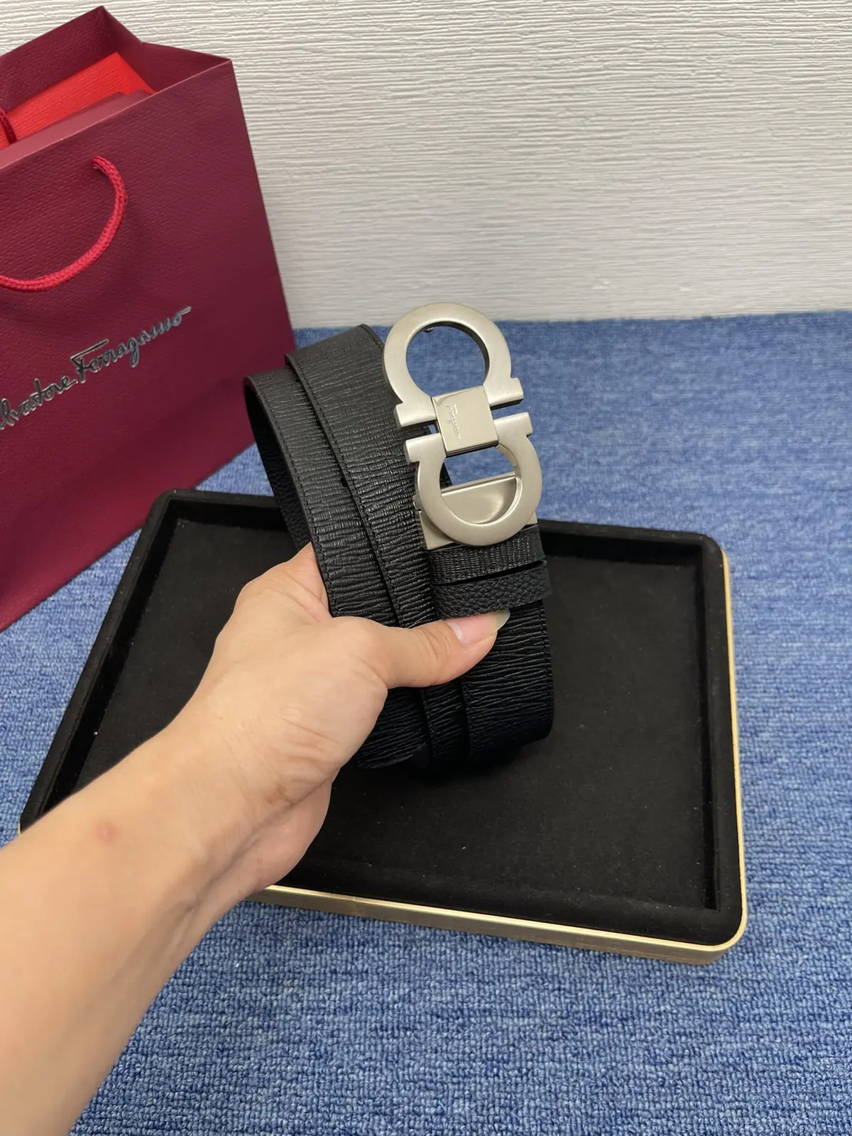 Ferragamo（男） Style Black Leather Men's Belts Lookbook Reference image 2