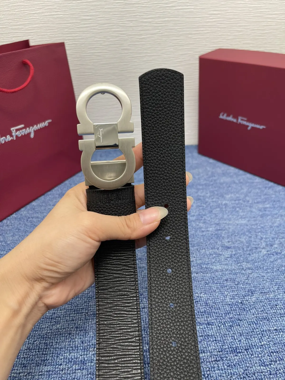 Ferragamo（男） Style Black Leather Men's Belts Lookbook Reference image 4
