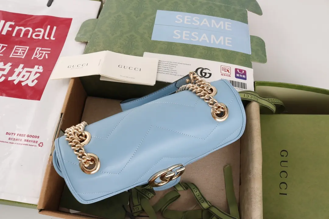 Gucci Style Blue Leather Bag Lookbook Reference image 4