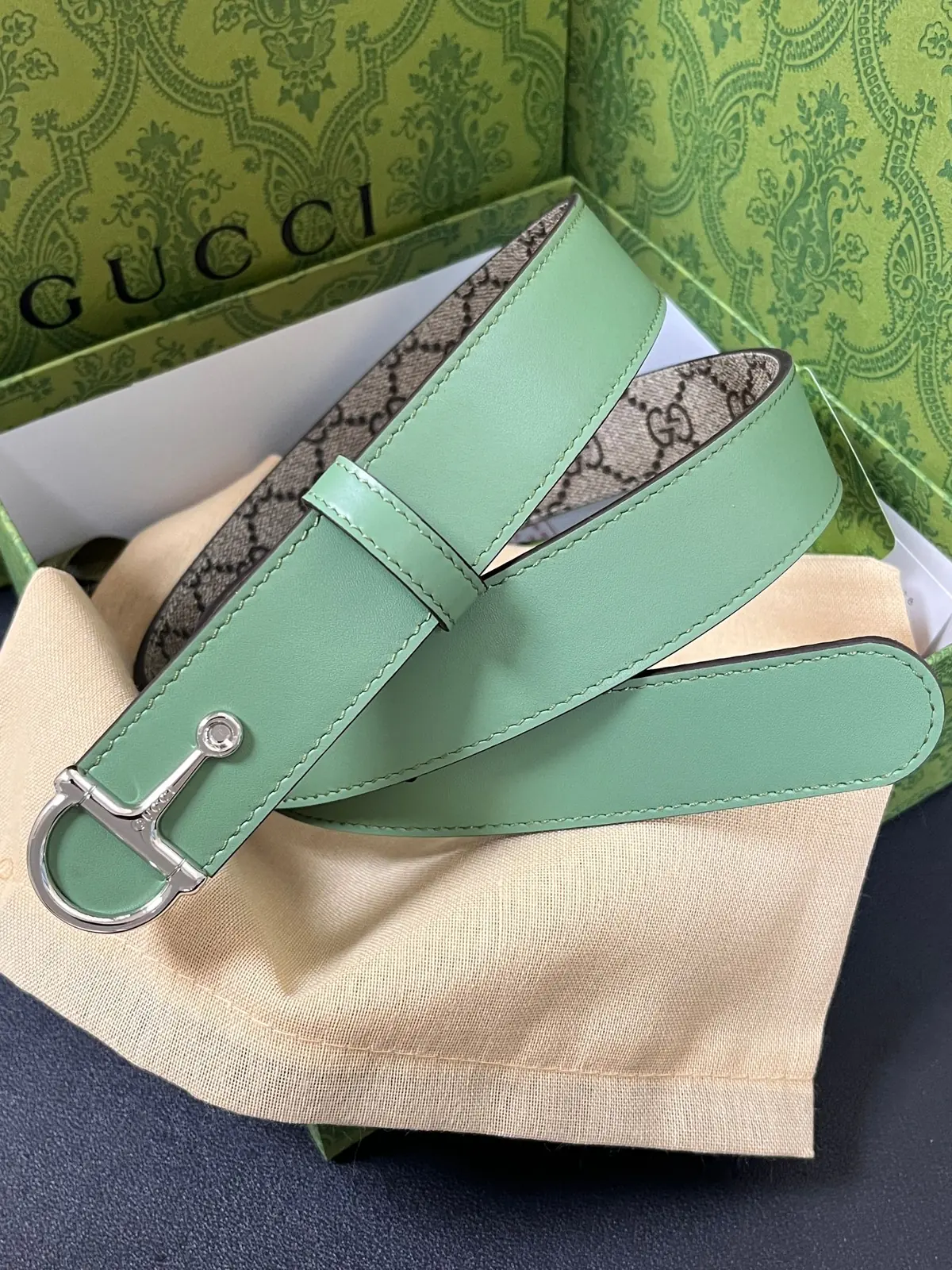 Gucci Style Green Leather Women's Belts Lookbook Reference image 1