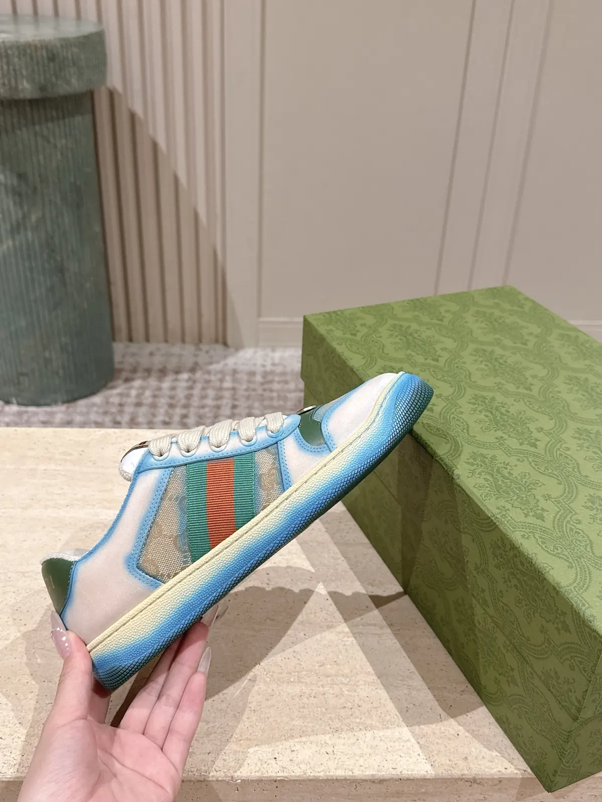 Gucci Style Green Leather Women's Shoes Lookbook Reference image 5