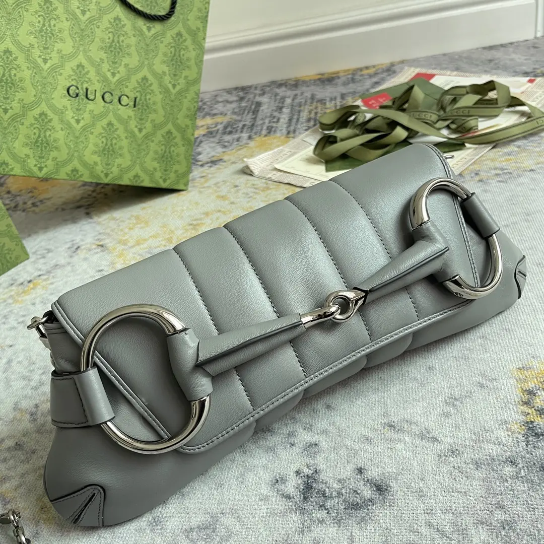 Gucci Style Grey Leather Bag Lookbook Reference image 2