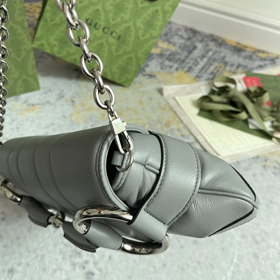 Gucci Style Grey Leather Bag Lookbook Reference image 3