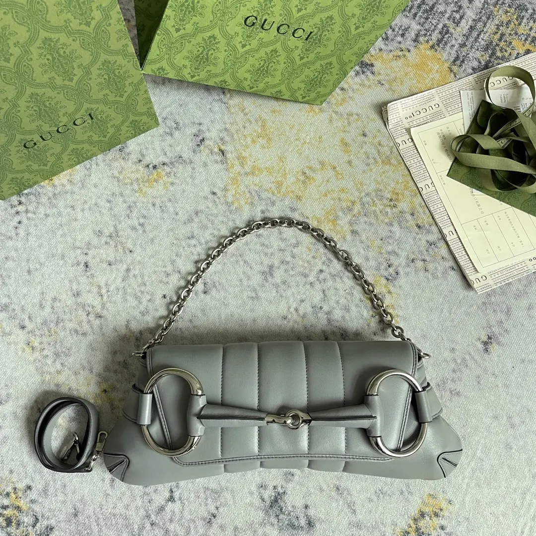Gucci Style Grey Leather Bag Lookbook Reference image 5