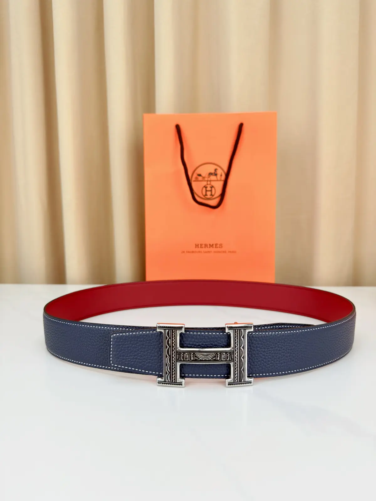 Hermes Style Black Leather Men's Belts Lookbook Reference image 1