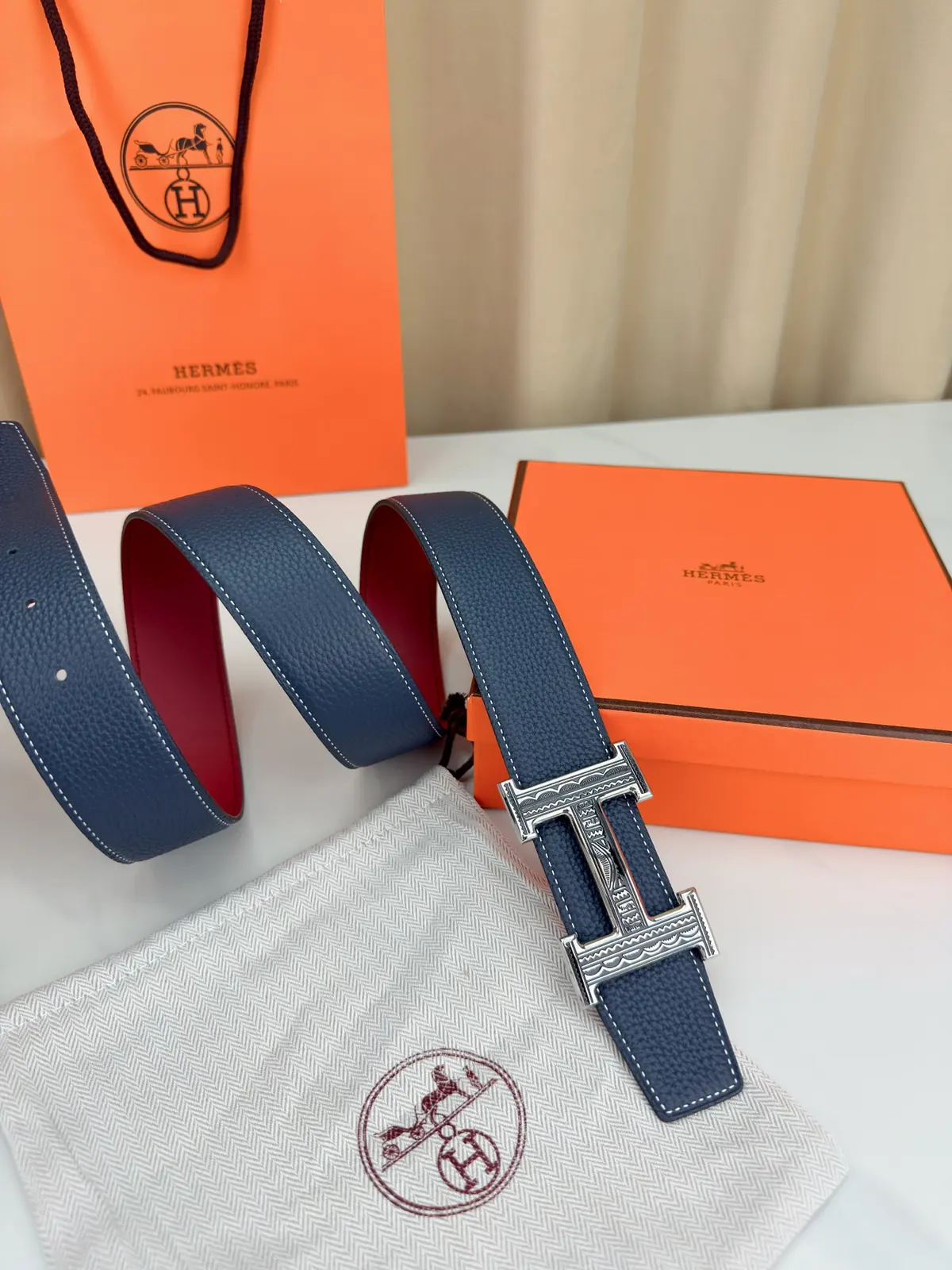 Hermes Style Black Leather Men's Belts Lookbook Reference image 4