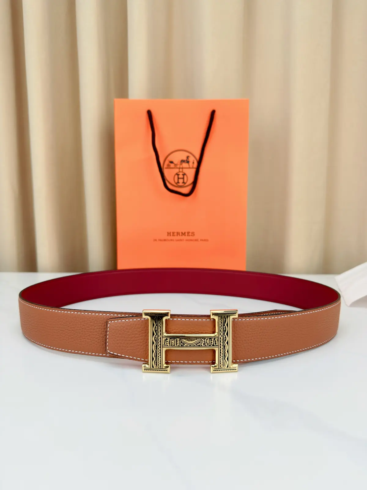 Hermes Style Black Leather Men's Belts Lookbook Reference image 1