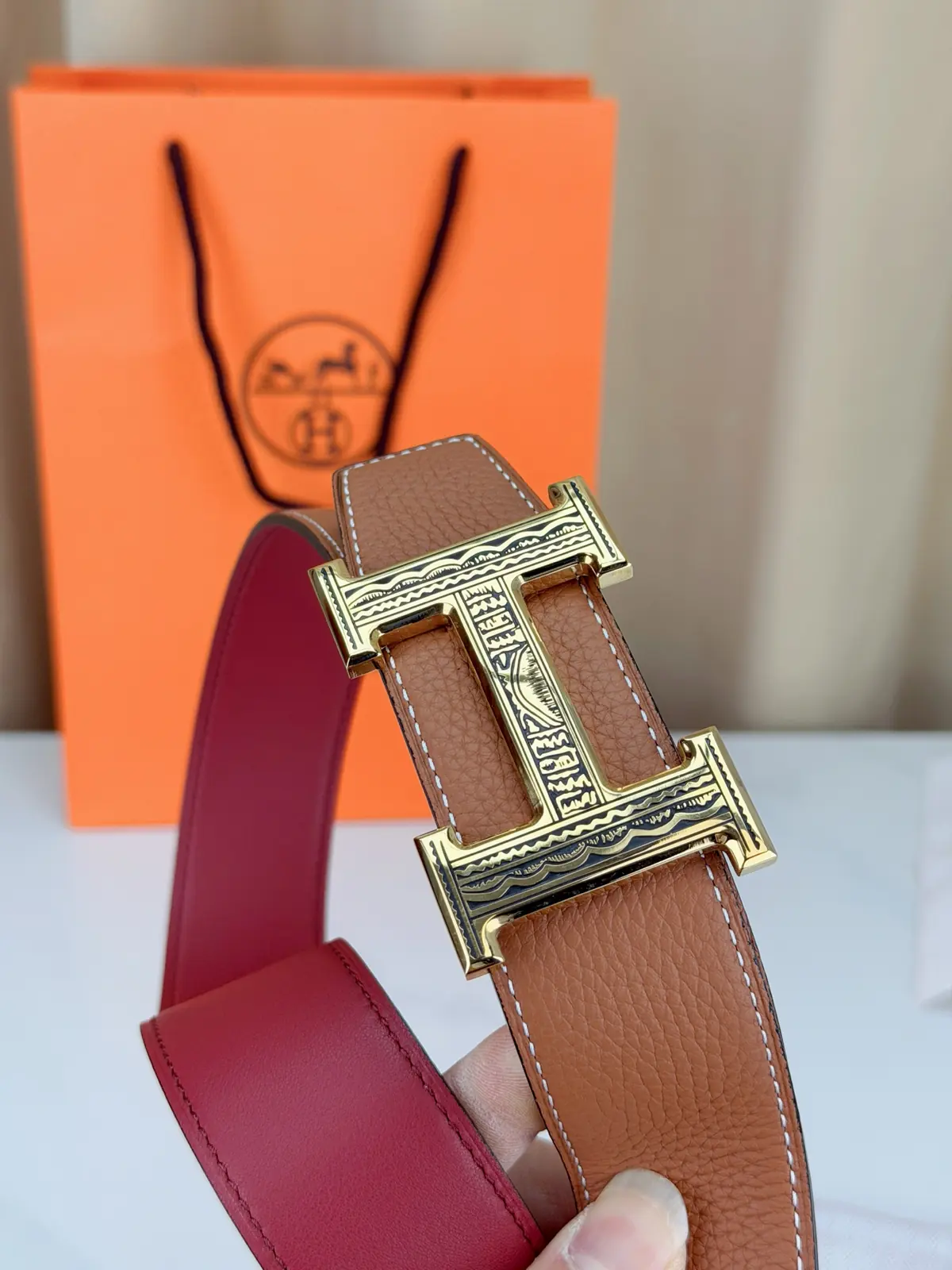 Hermes Style Black Leather Men's Belts Lookbook Reference image 2