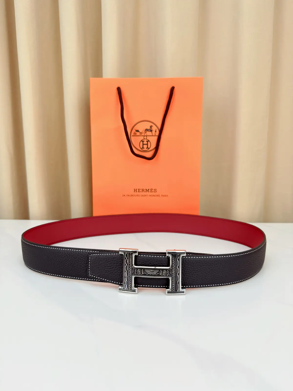 Hermes Style Black Leather Men's Belts Lookbook Reference image 1