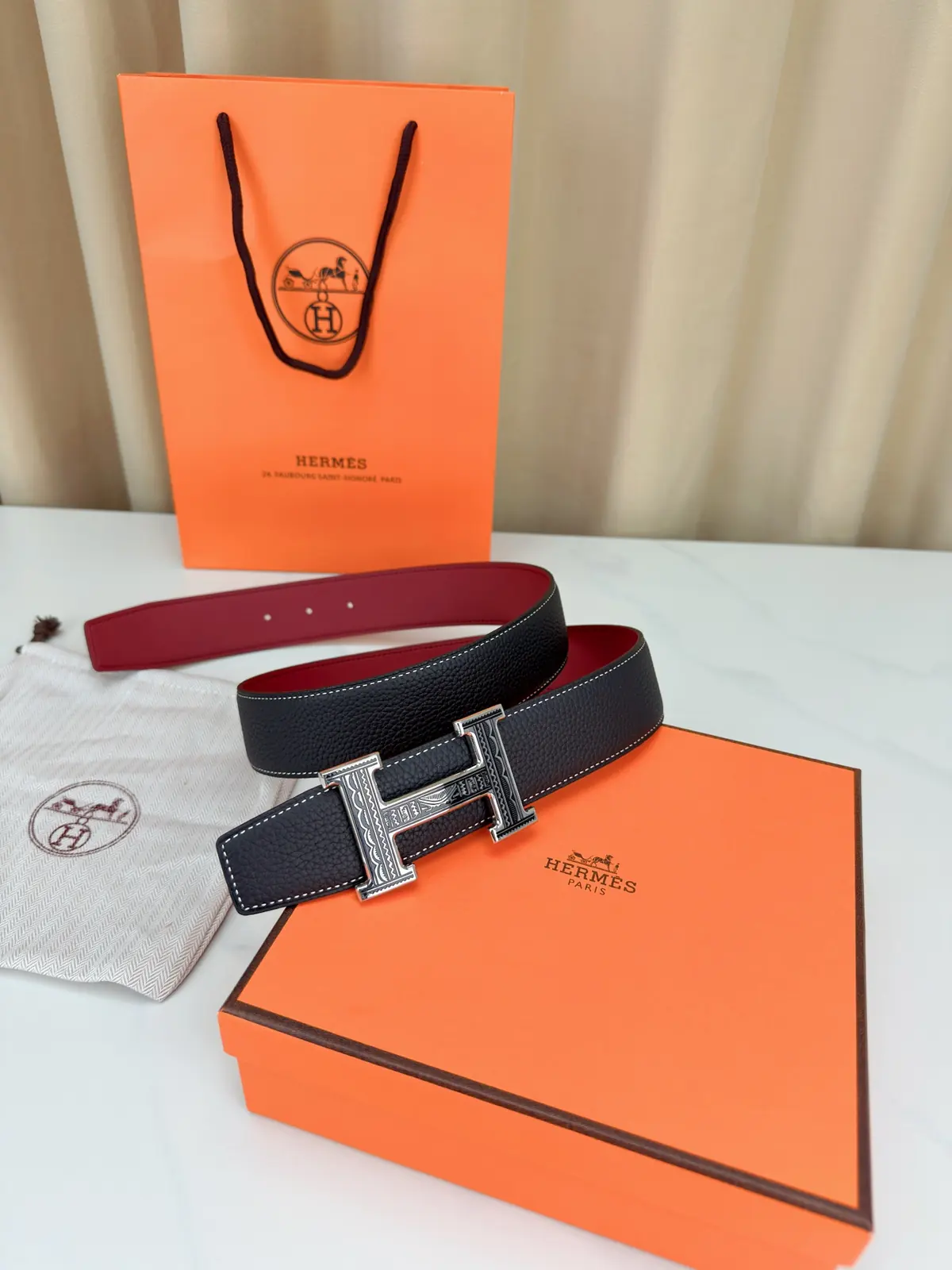 Hermes Style Black Leather Men's Belts Lookbook Reference image 4