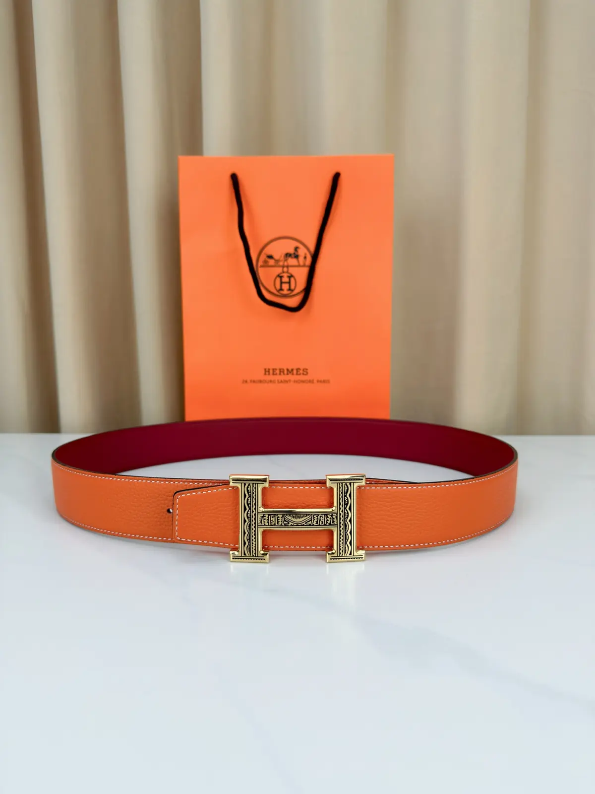 Hermes Style Black Leather Men's Belt Lookbook Reference image 1