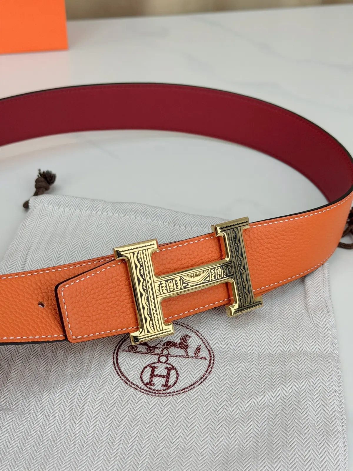 Hermes Style Black Leather Men's Belt Lookbook Reference image 2