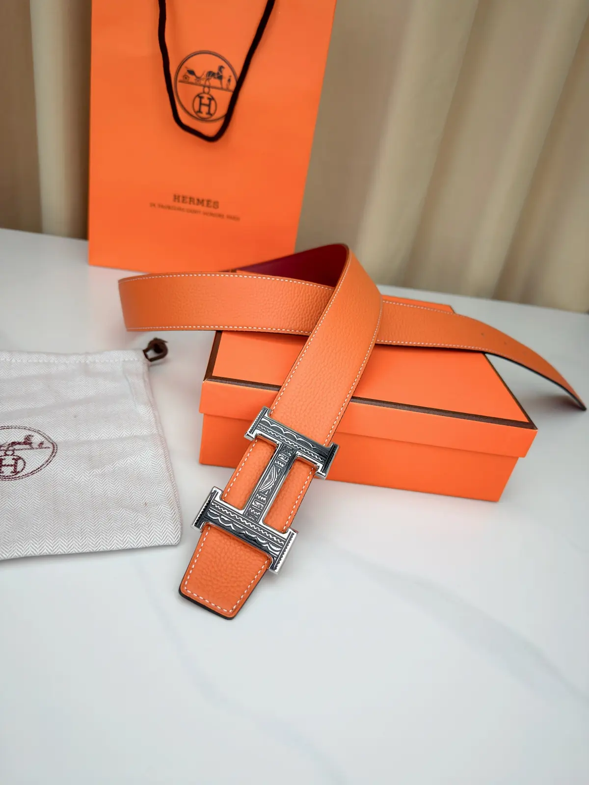 Hermes Style Black Leather Men's Belt Lookbook Reference image 5