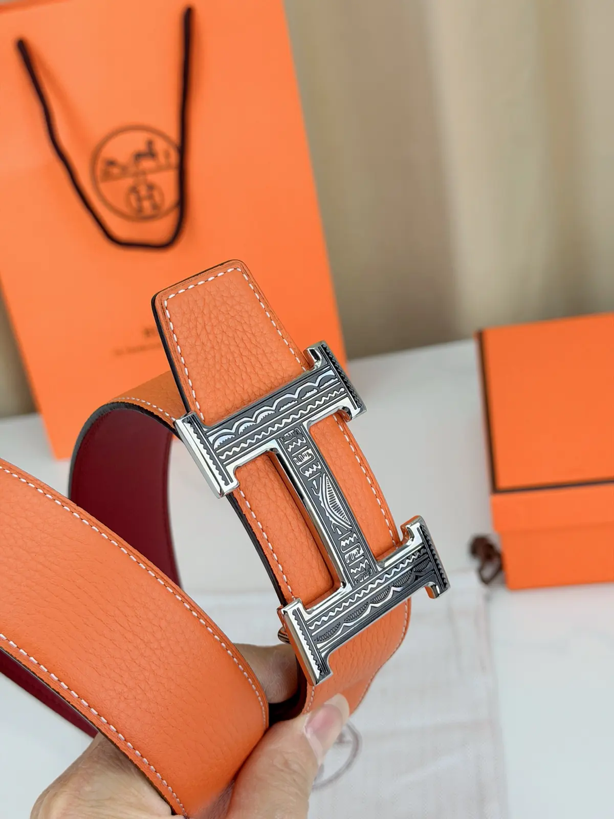 Hermes Style Black Leather Men's Belt Lookbook Reference image 6