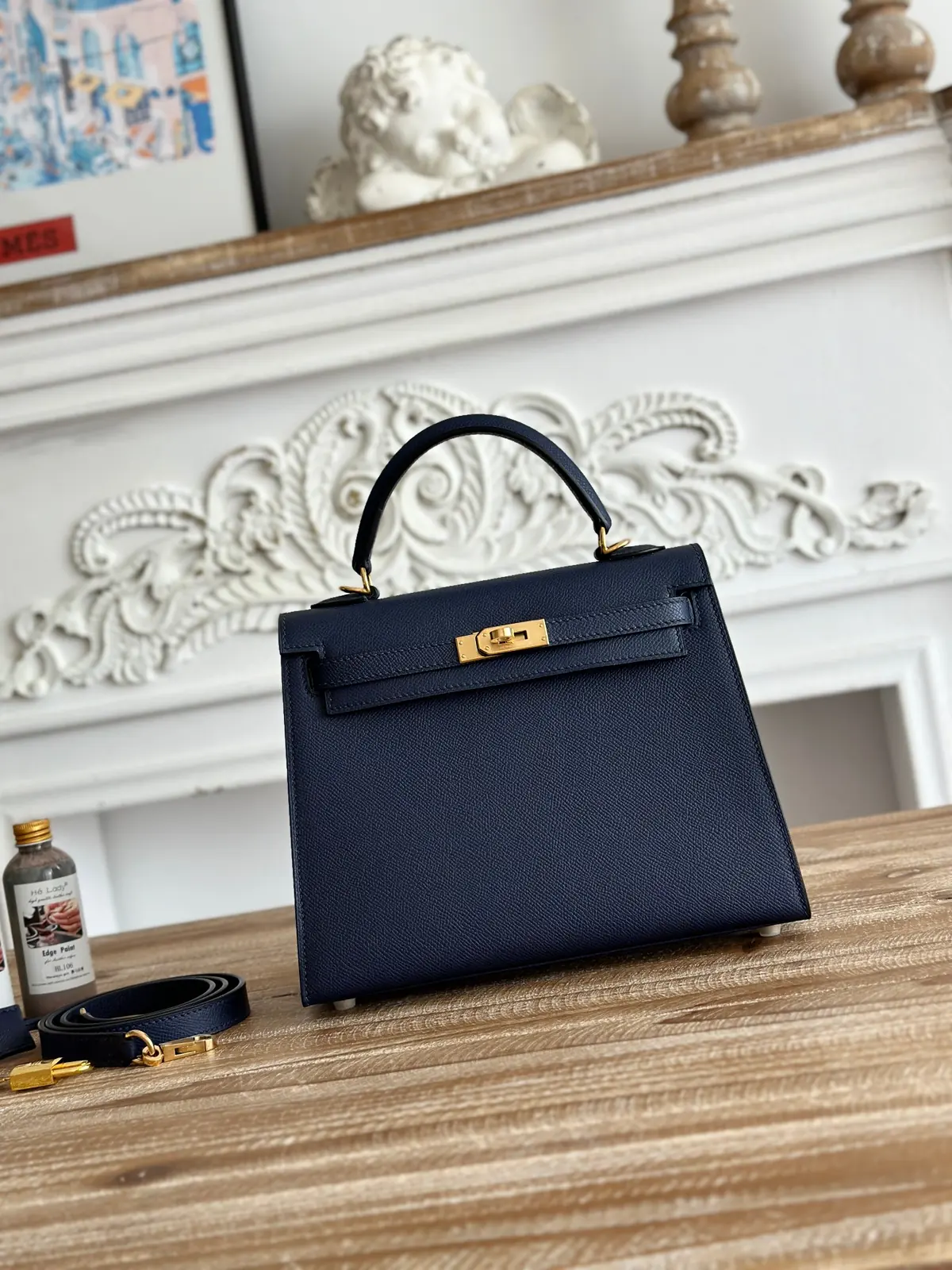 Hermes Style Blue Leather Bag Lookbook Reference image 1