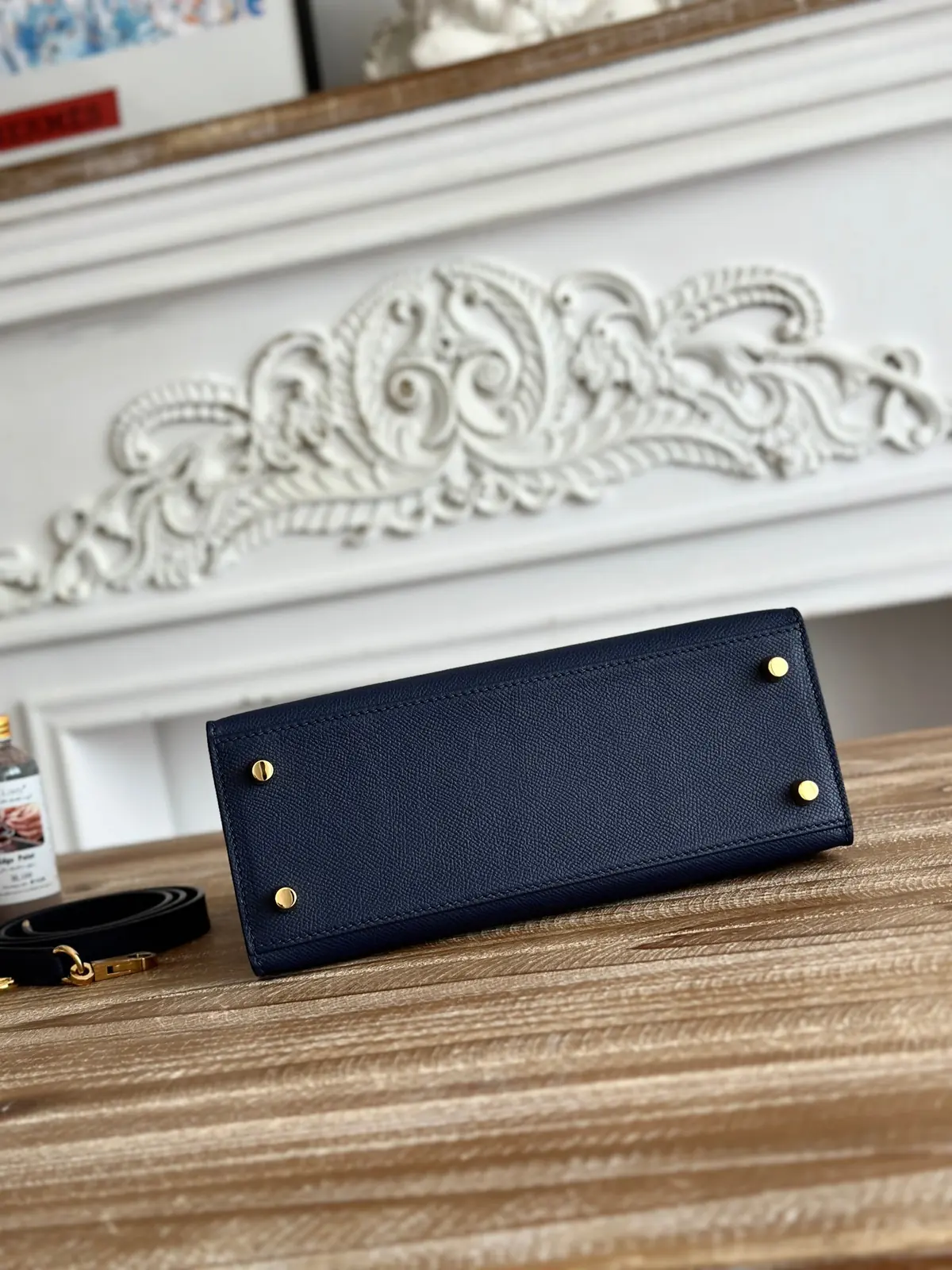 Hermes Style Blue Leather Bag Lookbook Reference image 4