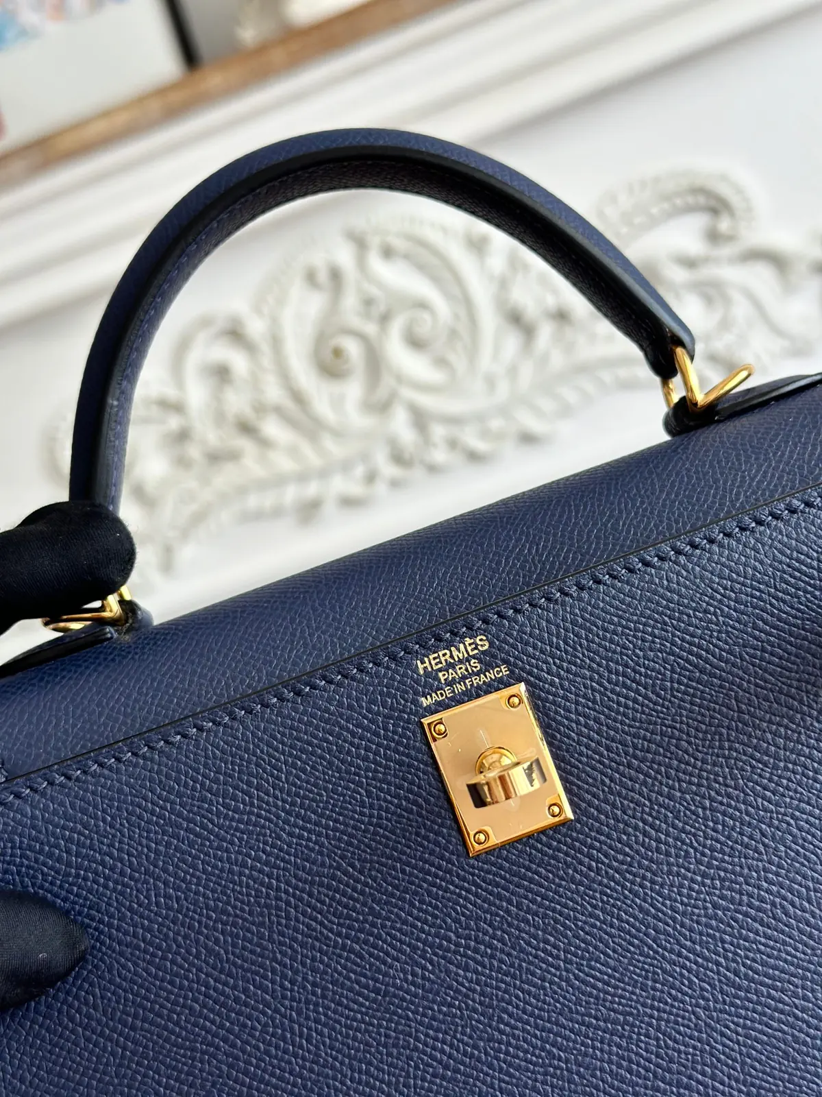 Hermes Style Blue Leather Bag Lookbook Reference image 6