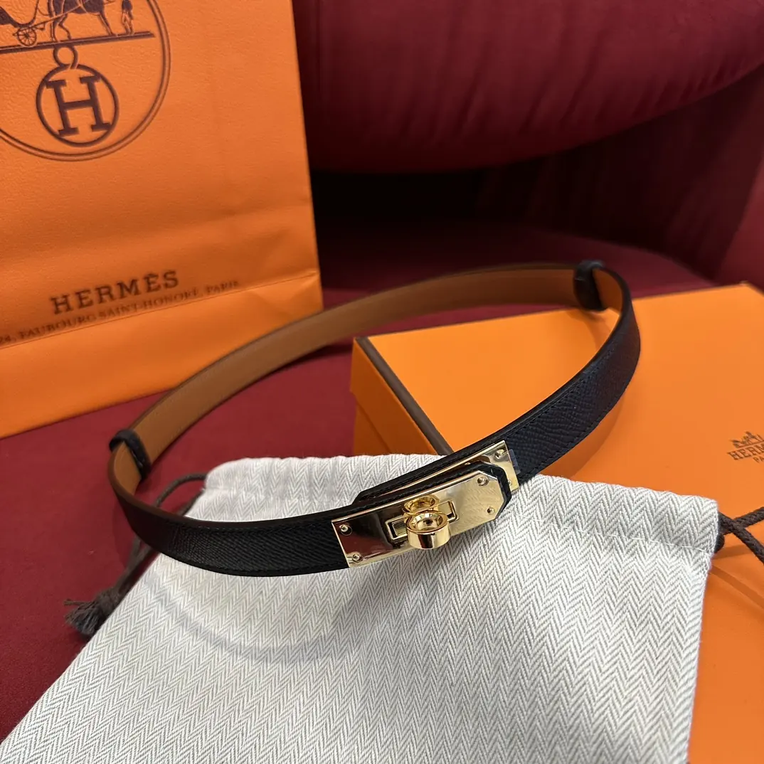 Hermes Style Gold Leather Women's Belt Lookbook Reference image 1