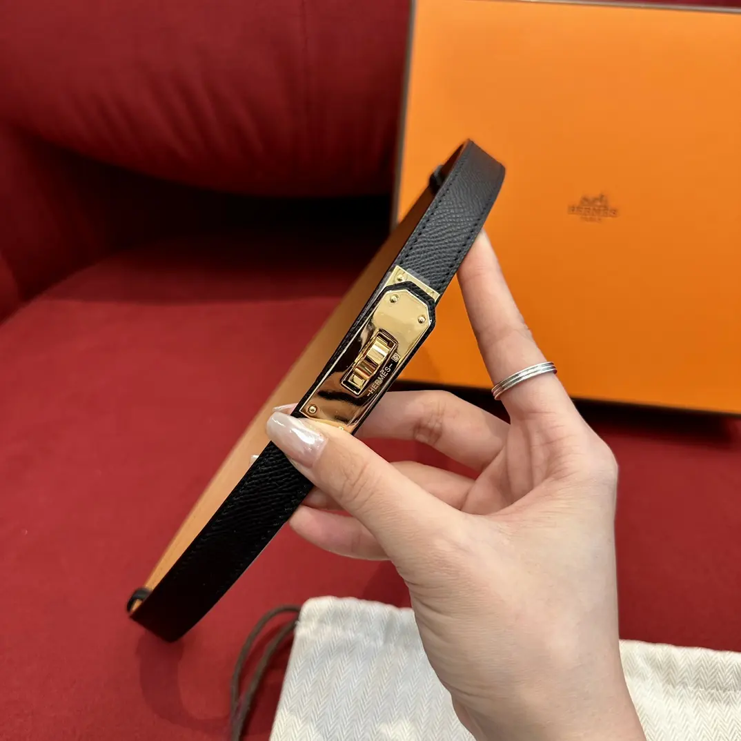 Hermes Style Gold Leather Women's Belt Lookbook Reference image 2
