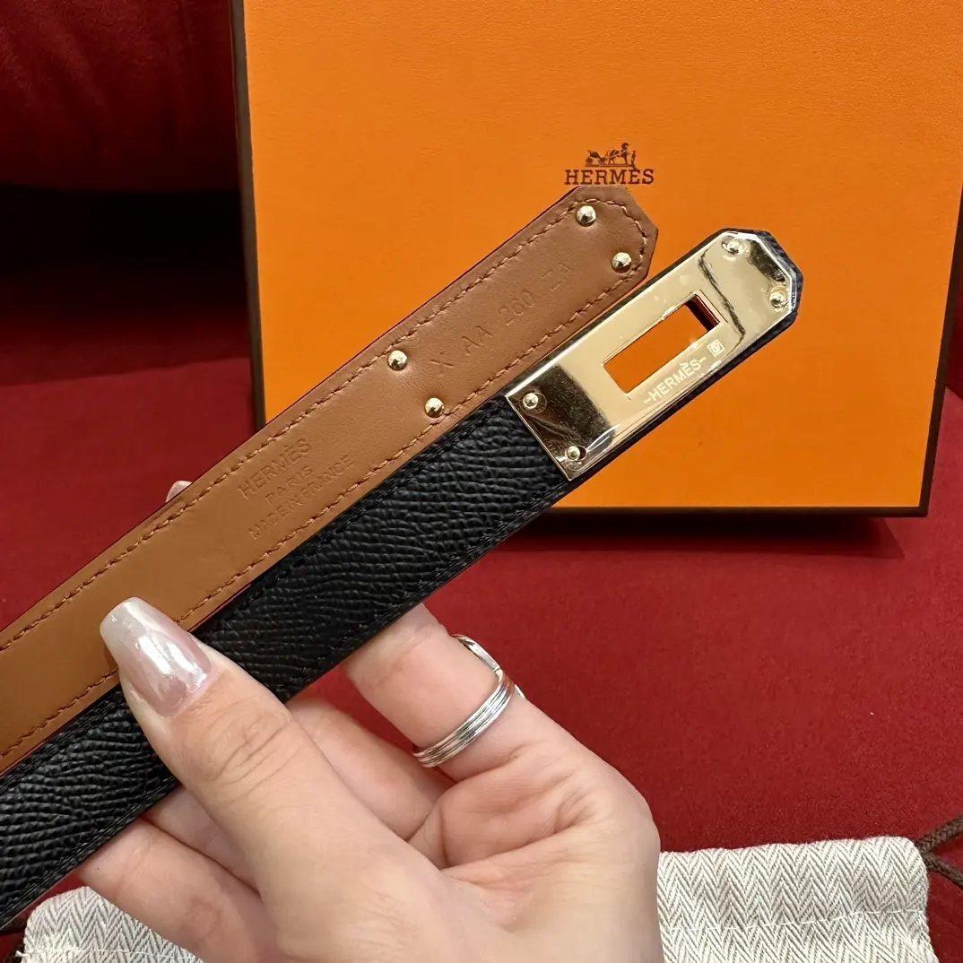 Hermes Style Gold Leather Women's Belt Lookbook Reference image 3
