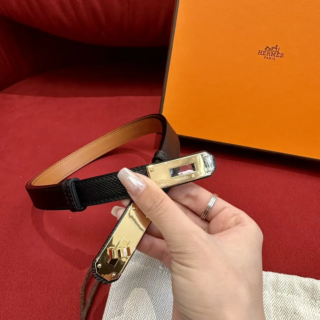 Hermes Style Gold Leather Women's Belt Lookbook Reference image 4