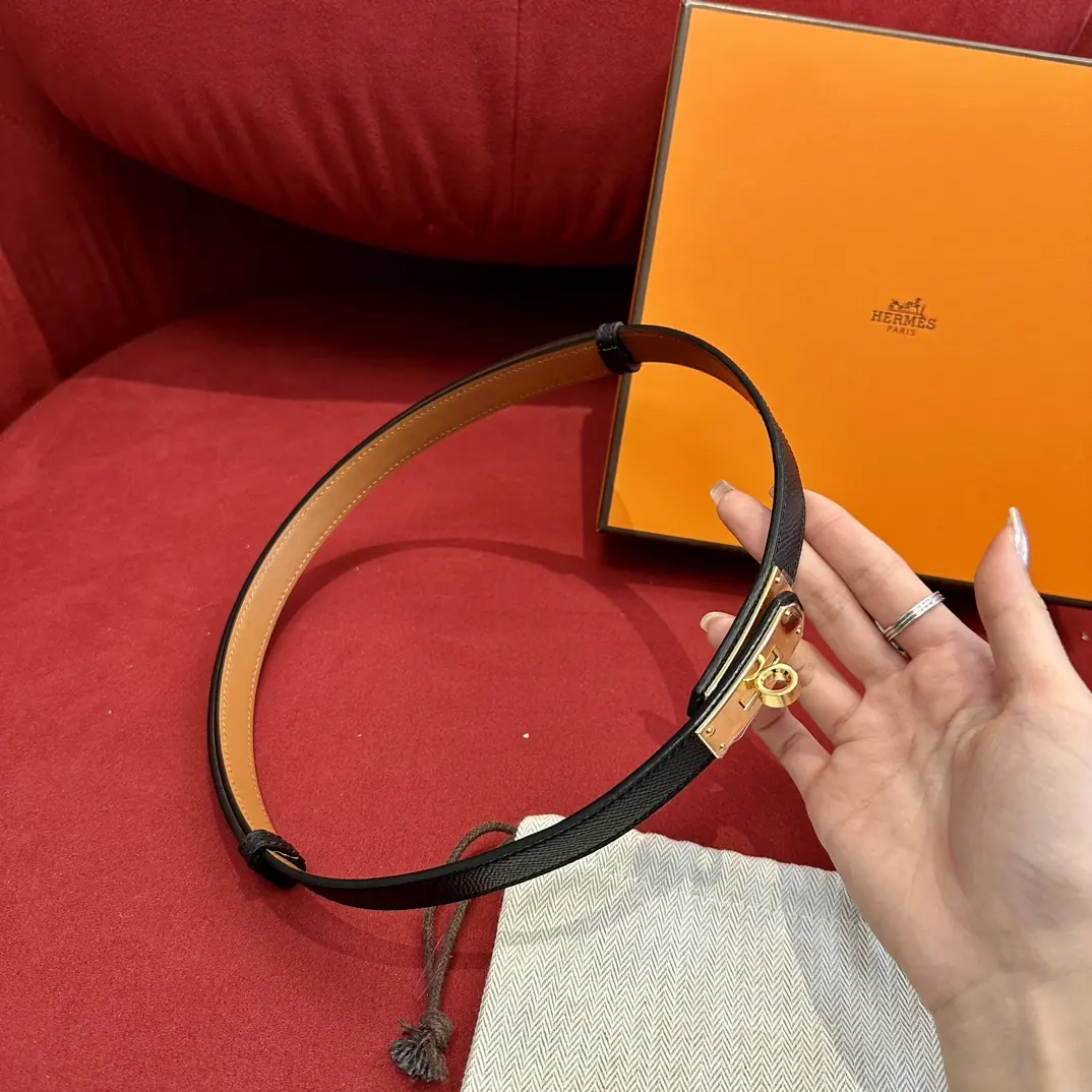 Hermes Style Gold Leather Women's Belt Lookbook Reference image 5