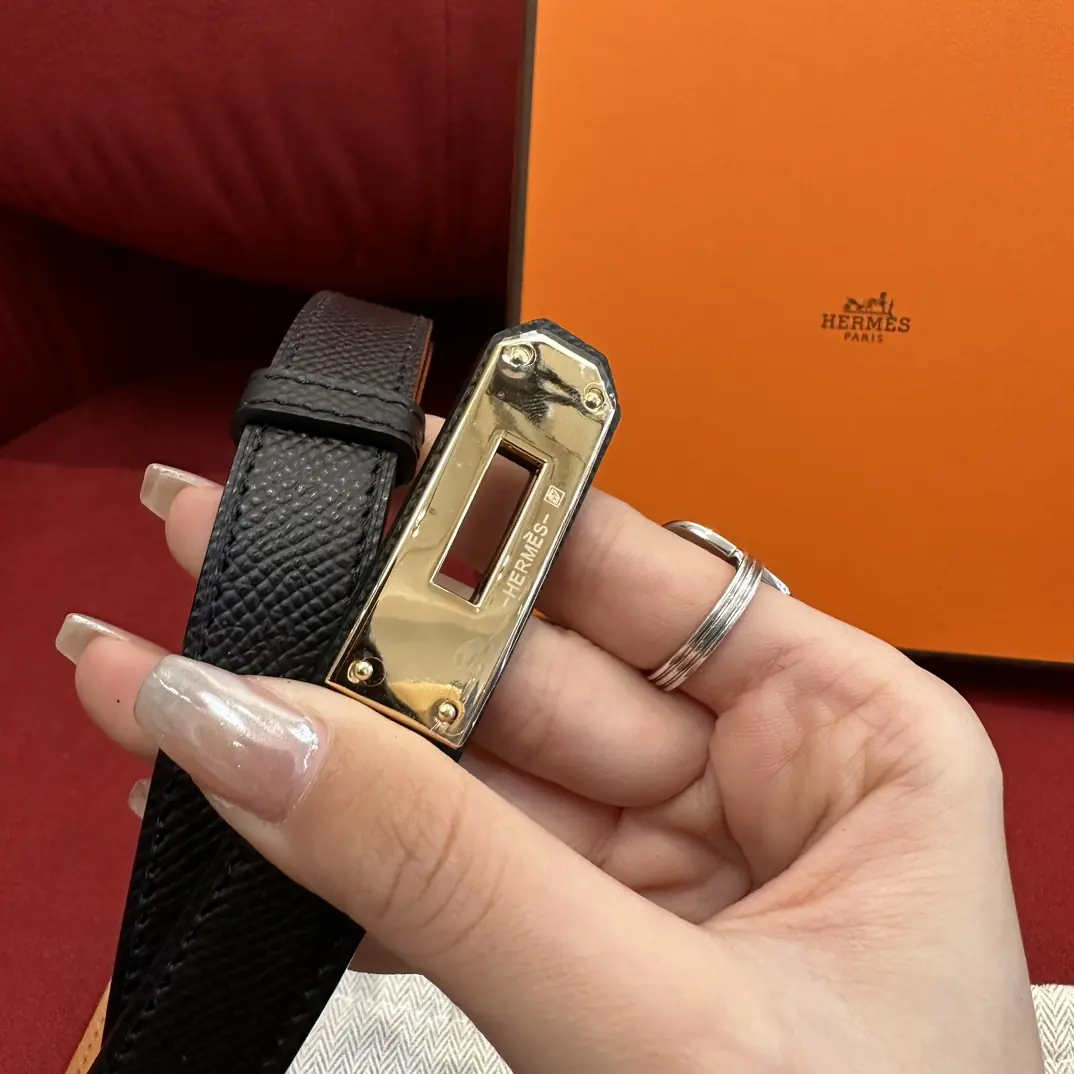 Hermes Style Gold Leather Women's Belt Lookbook Reference image 6