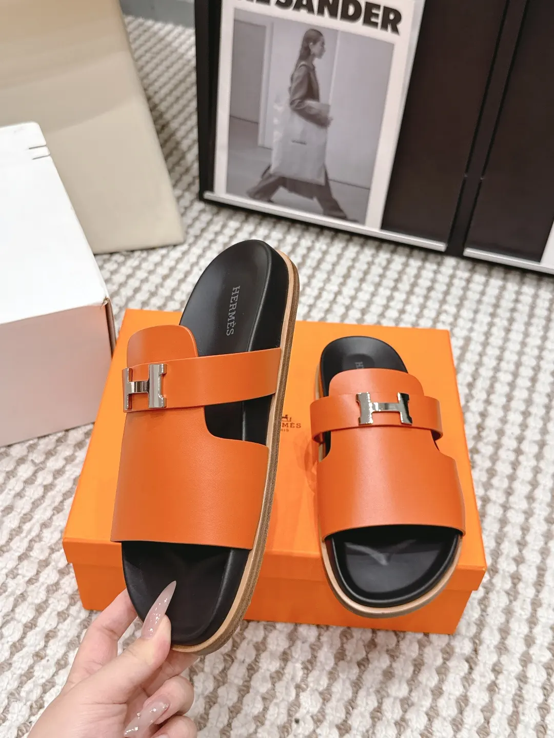 Hermes Style Gold Leather Women's Shoes Lookbook Reference image 5