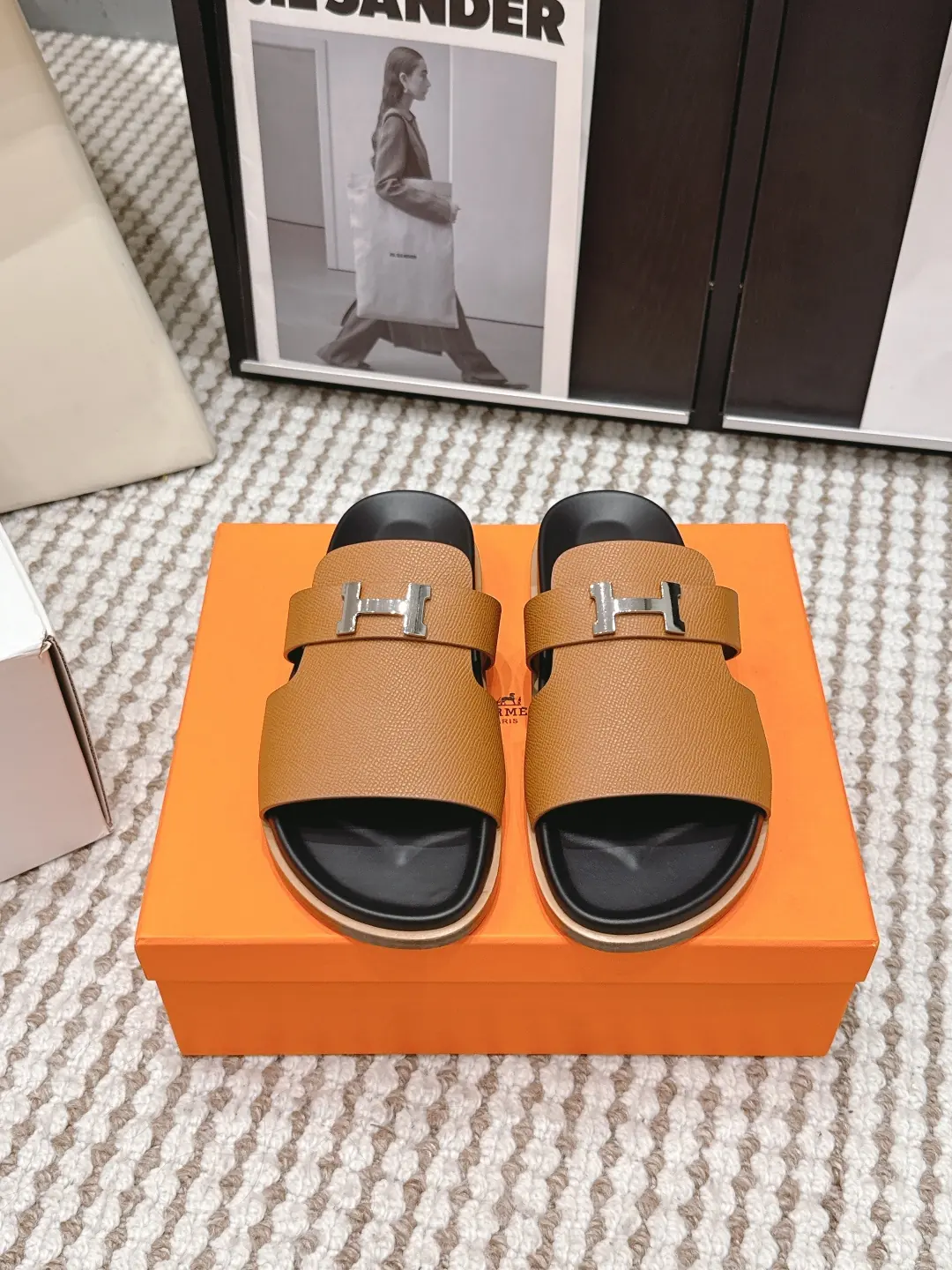 Hermes Style Gold Leather Women's Shoes Lookbook Reference image 1