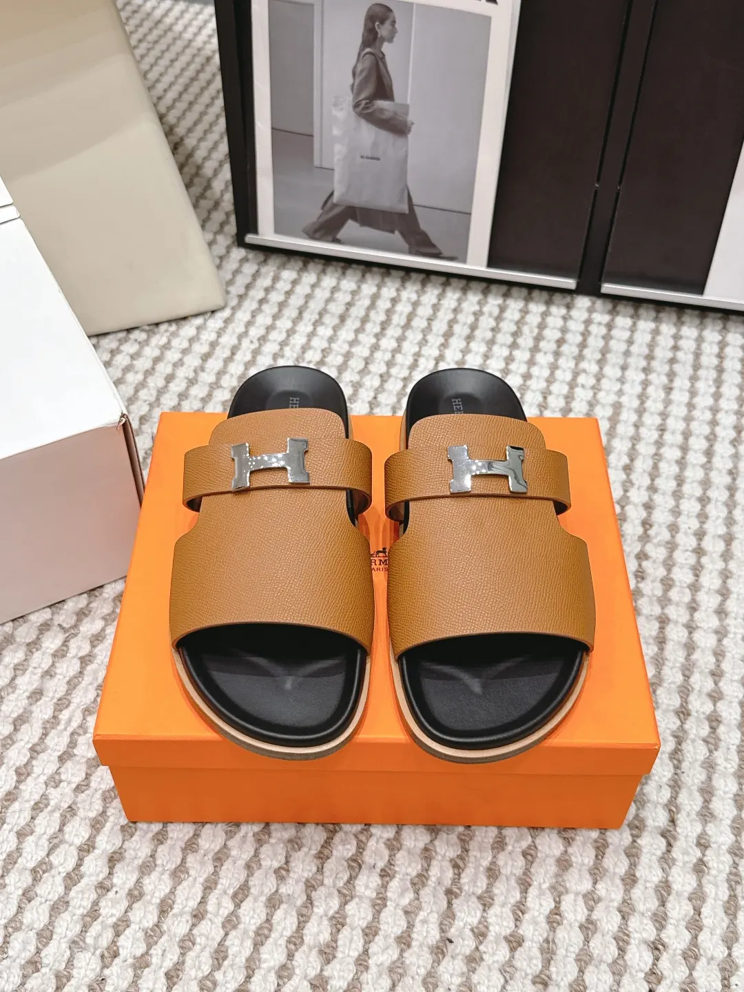 Hermes Style Gold Leather Women's Shoes Lookbook Reference image 1