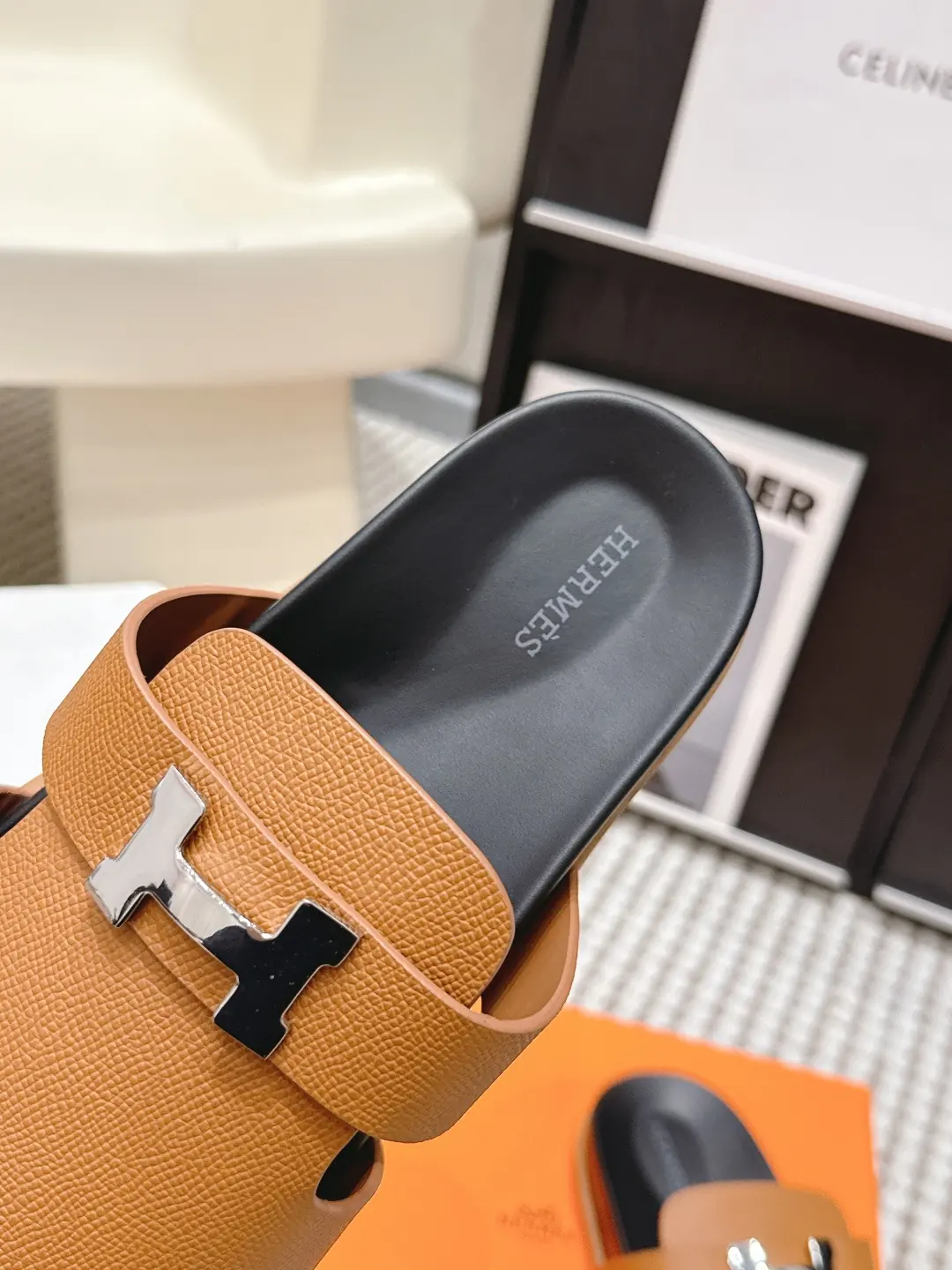 Hermes Style Gold Leather Women's Shoes Lookbook Reference image 6