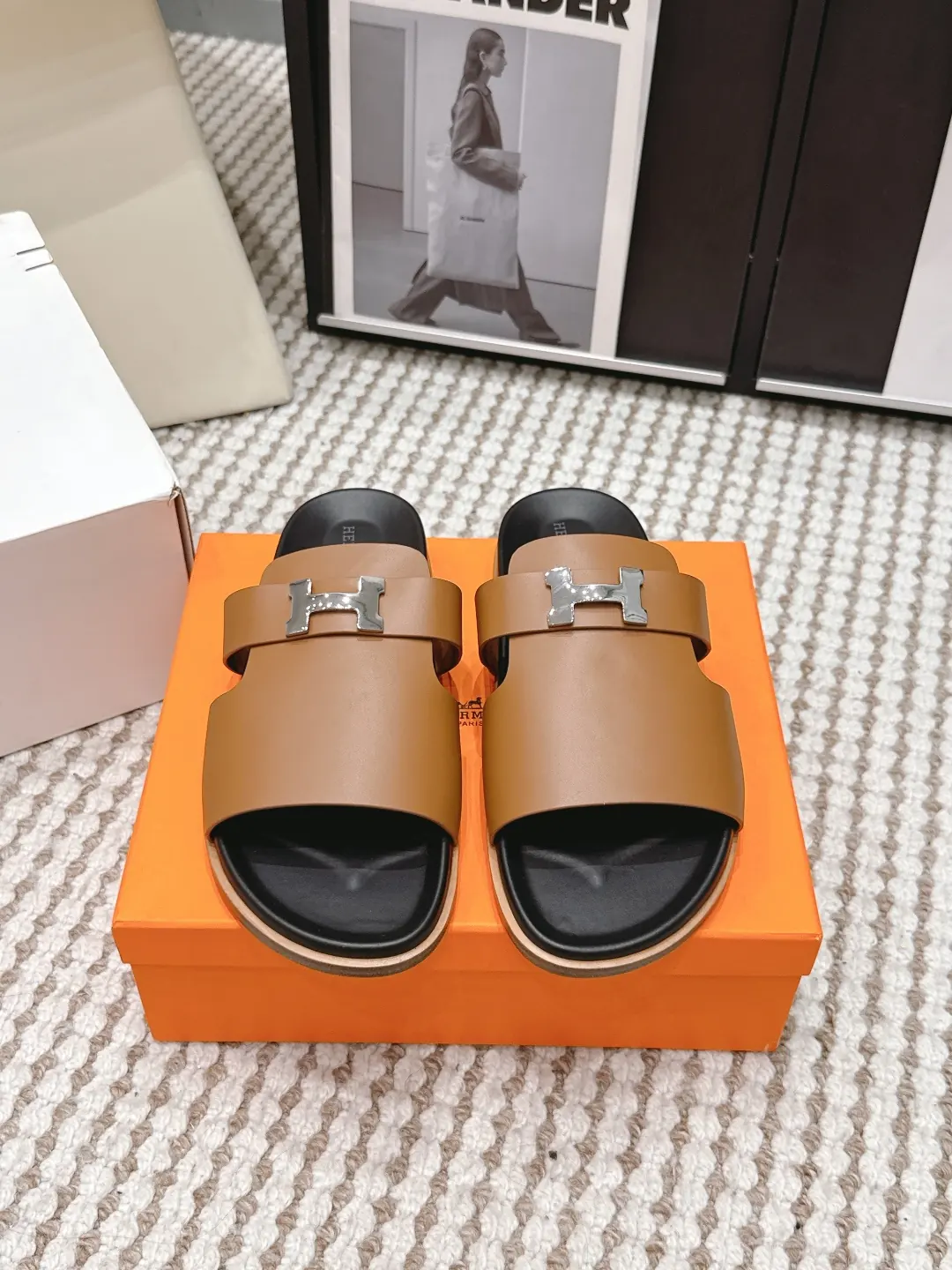 Hermes Style Gold Leather Women's Shoes Lookbook Reference image 1