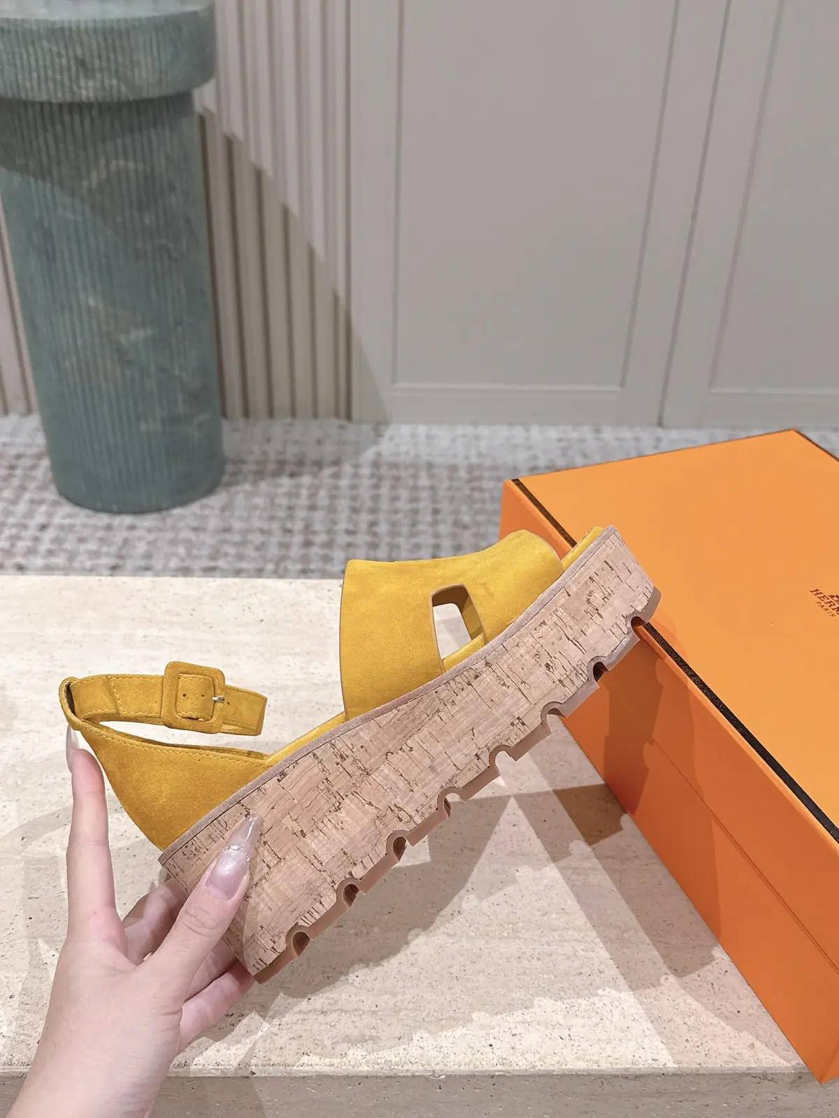 Hermes Style Gold Leather Women's Shoes Lookbook Reference image 5