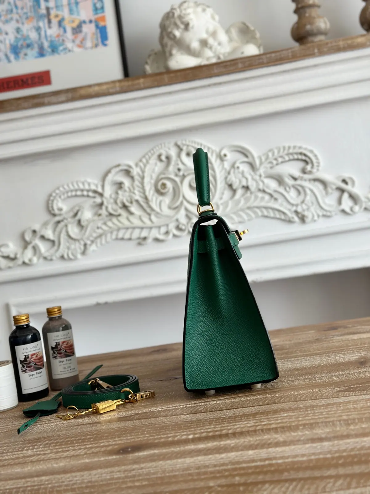 Hermes Style Green Leather Bag Lookbook Reference image 2