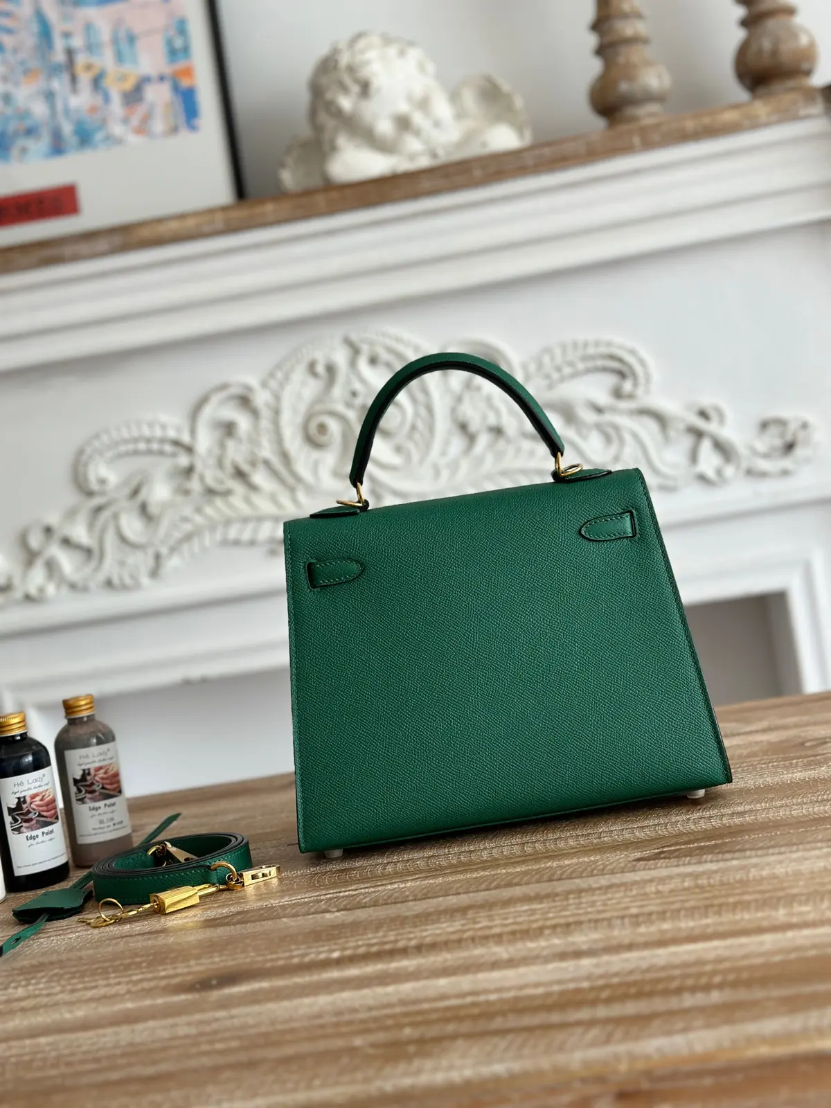 Hermes Style Green Leather Bag Lookbook Reference image 3