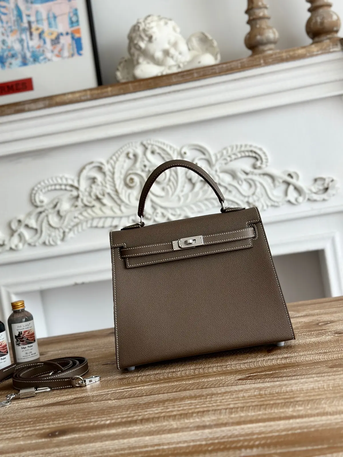 Hermes Style Grey Leather Bag Lookbook Reference image 1