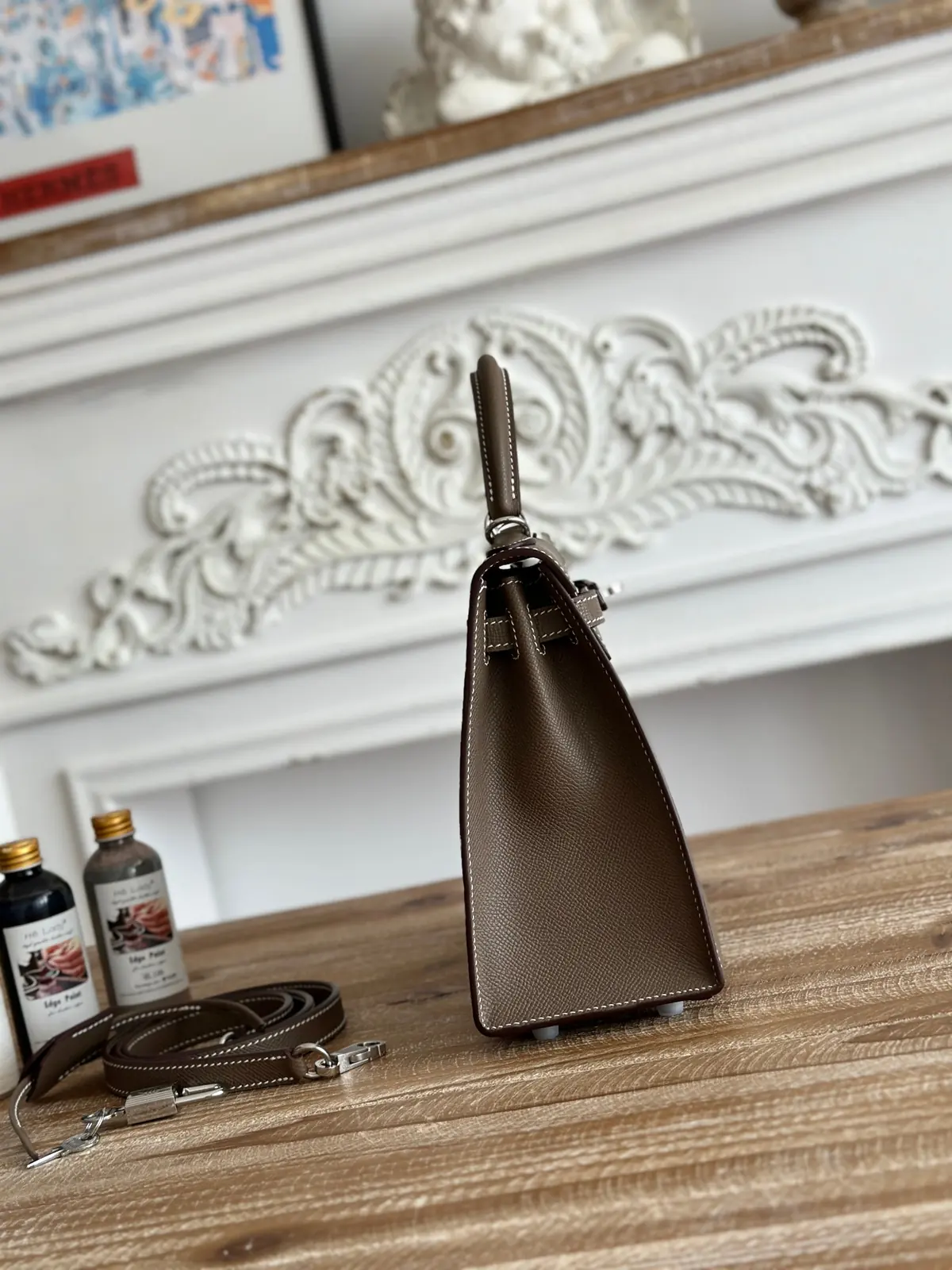 Hermes Style Grey Leather Bag Lookbook Reference image 2