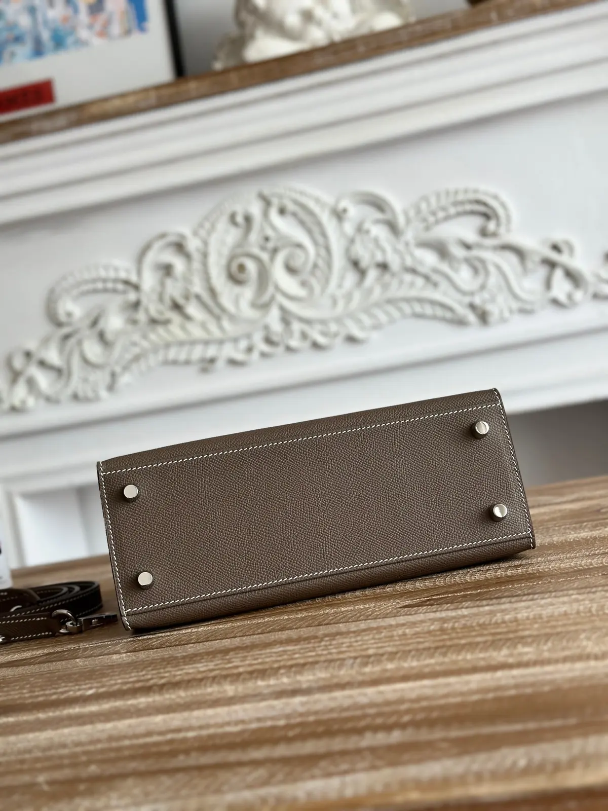 Hermes Style Grey Leather Bag Lookbook Reference image 4