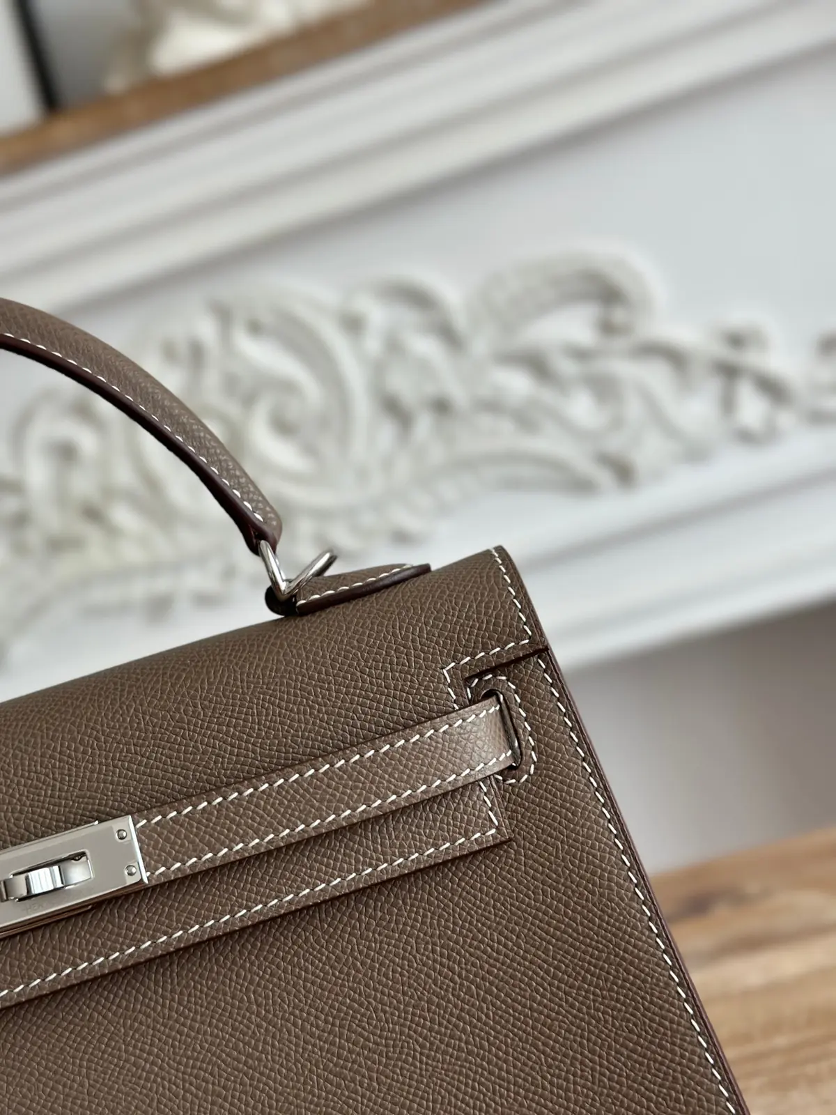 Hermes Style Grey Leather Bag Lookbook Reference image 5